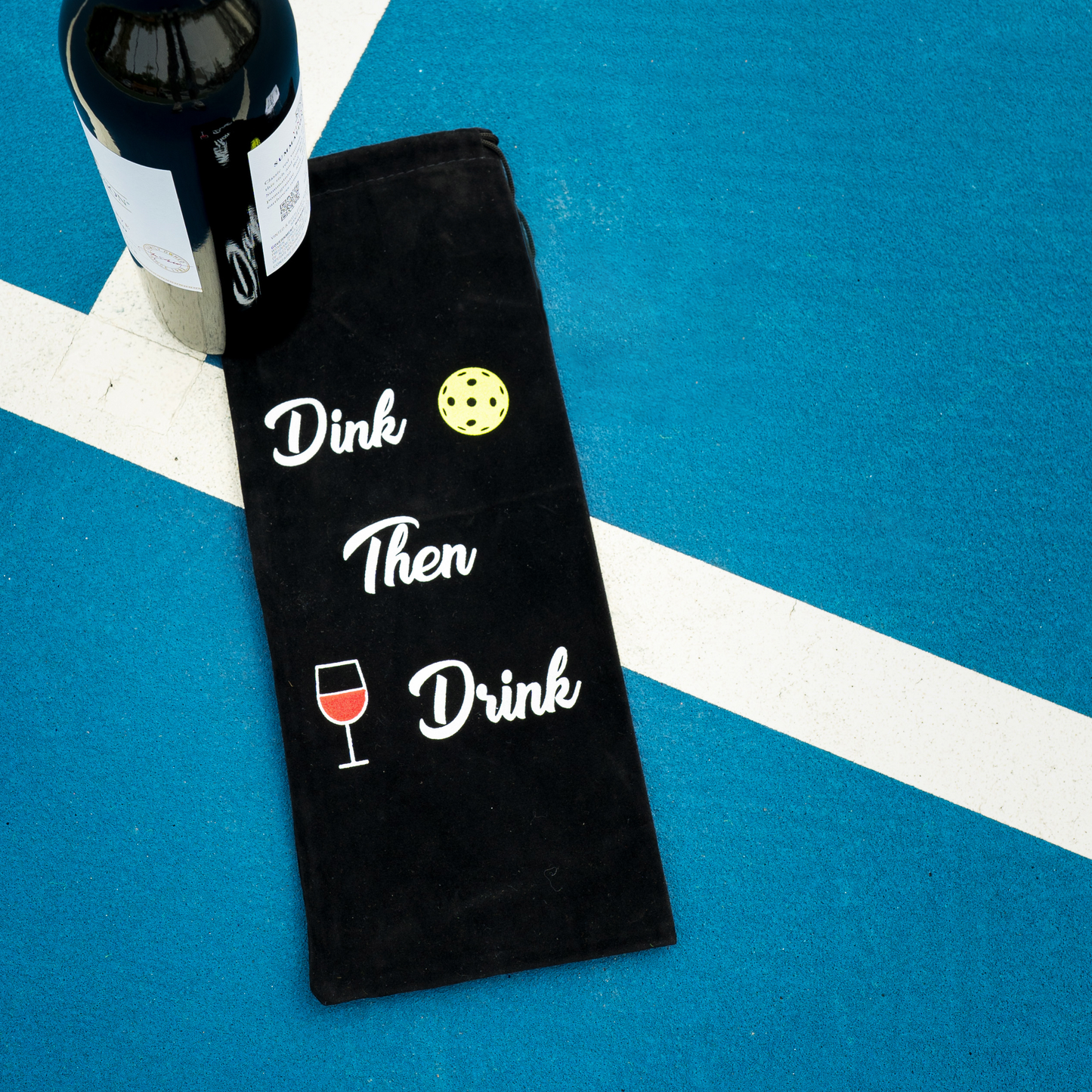 Pickleball Reusable Wine Bottle Gift Bag - Drink Then Dink