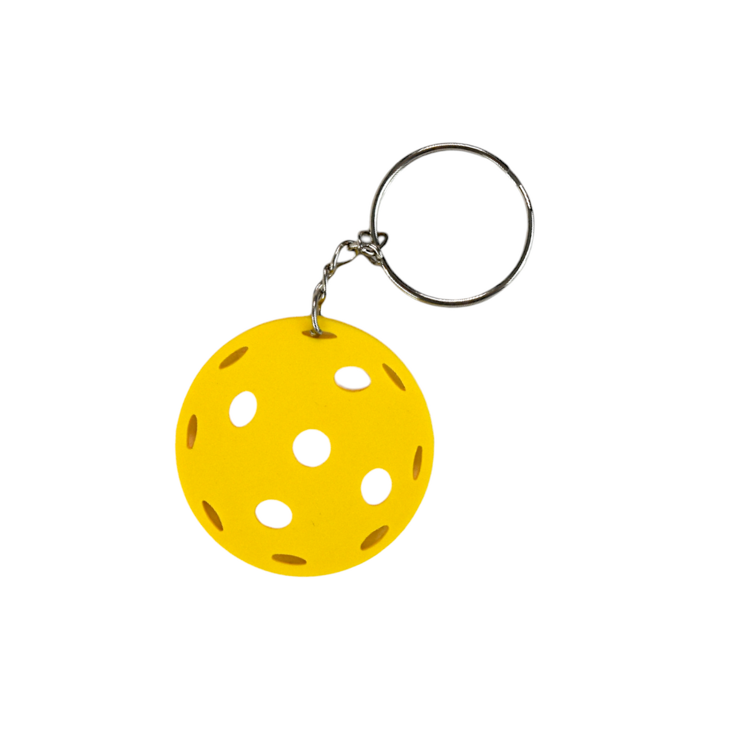 Flat Pickleball Keychain - Yellow