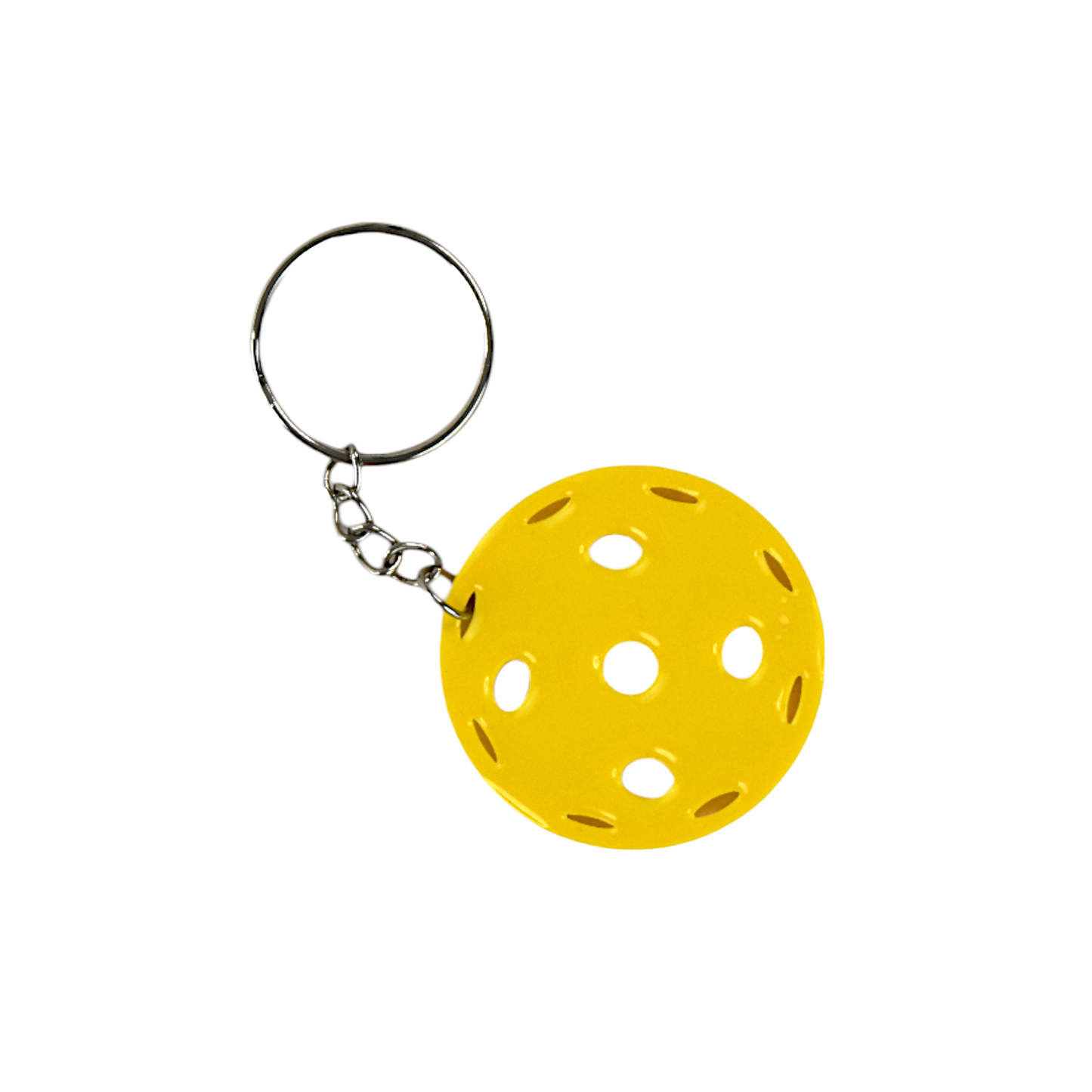 Flat Pickleball Keychain - Yellow