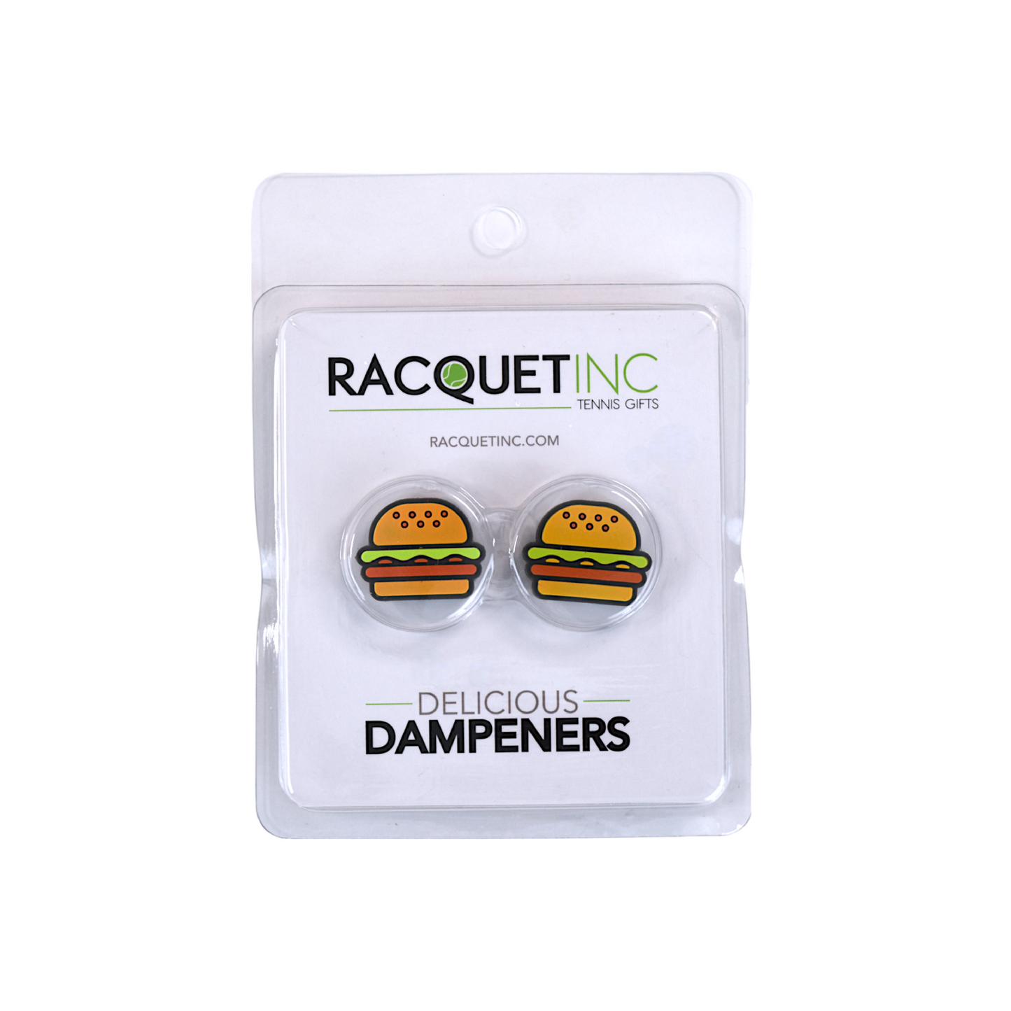 Delicious Dampeners - (2-Pack) Hamburger - Food Tennis Vibration Dampener