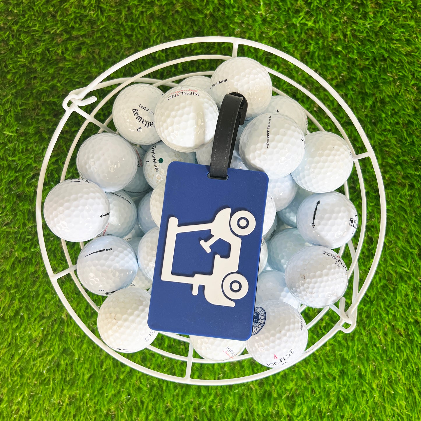 Golf Bag Tag - Navy Blue Golf Cart