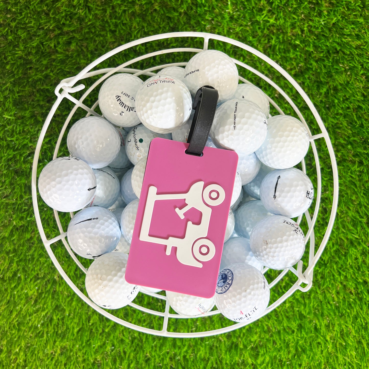 Golf Bag Tag - Magenta Golf Cart