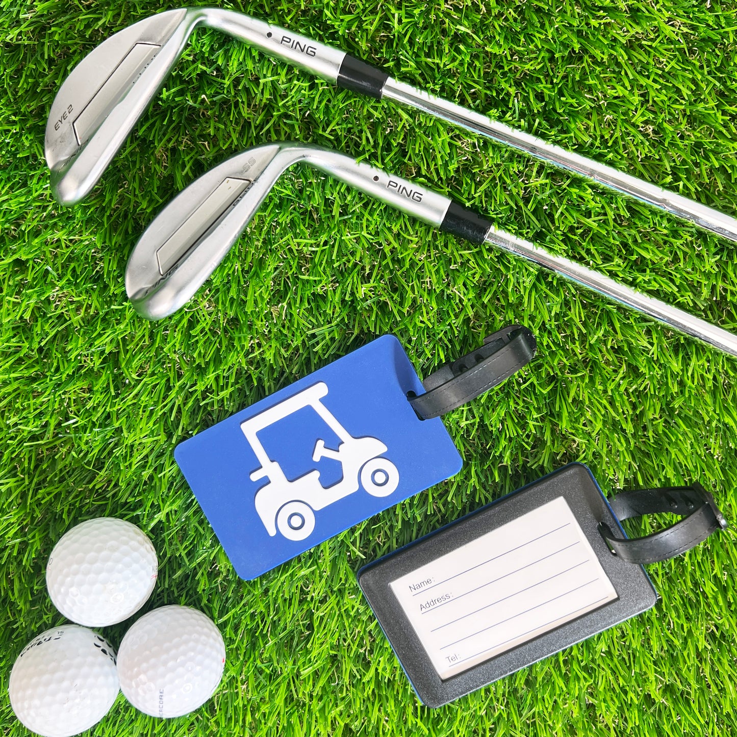 Golf Bag Tag - Navy Blue Golf Cart