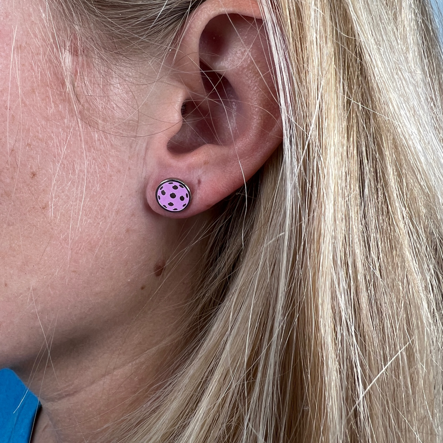Flat Pickleball Earrings - Pink