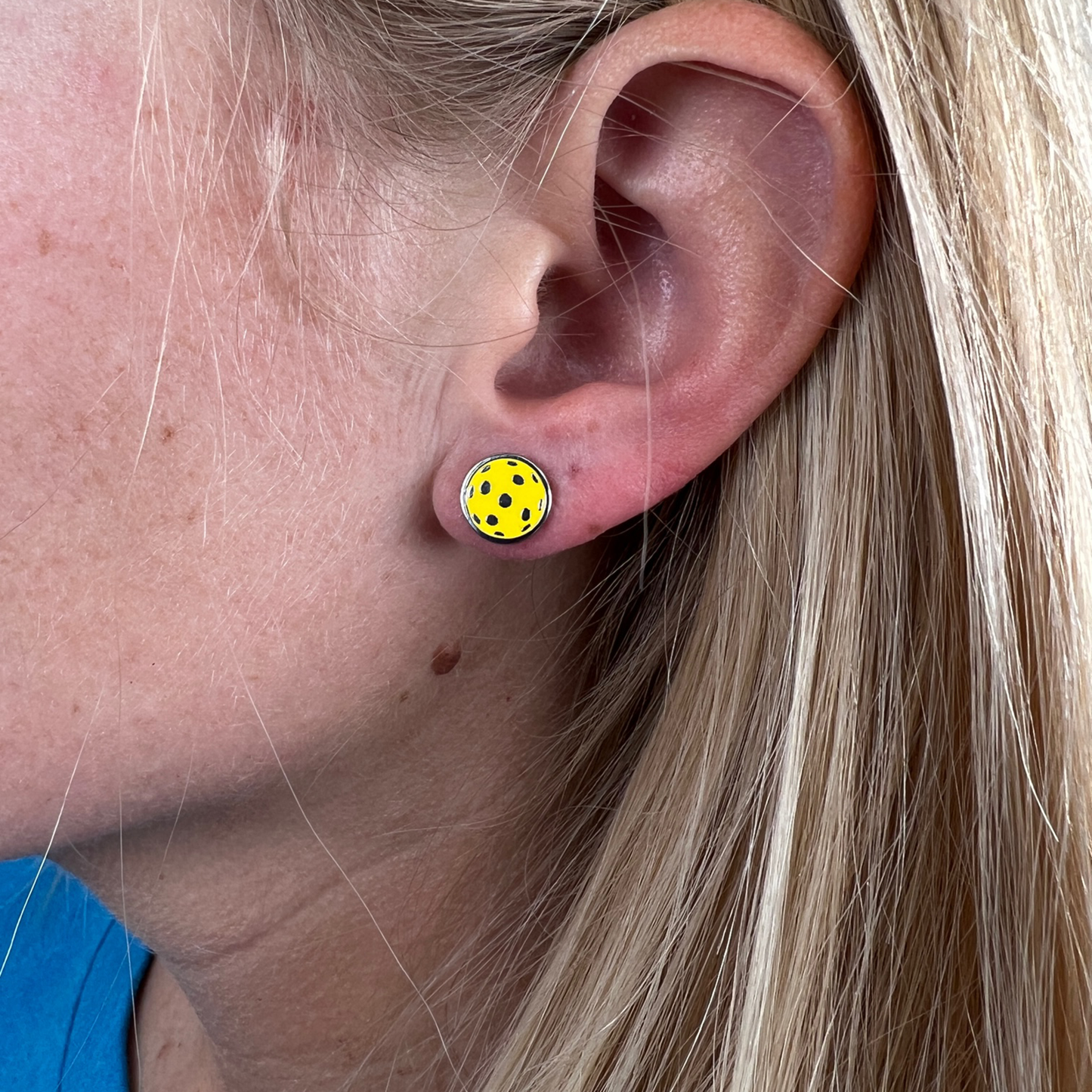 Flat Pickleball Earrings - Yellow