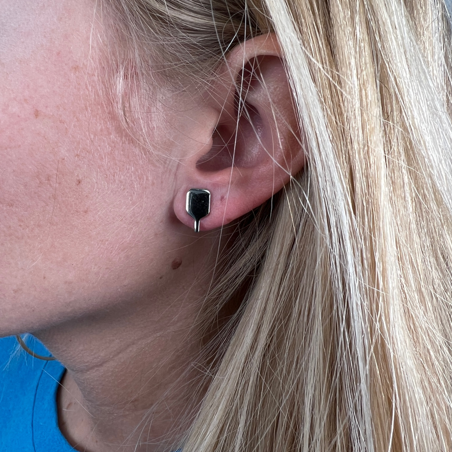 Pickleball Paddle Earrings - Silver