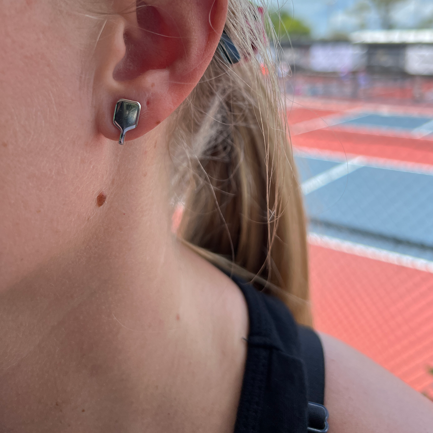 Pickleball Paddle Earrings - Silver