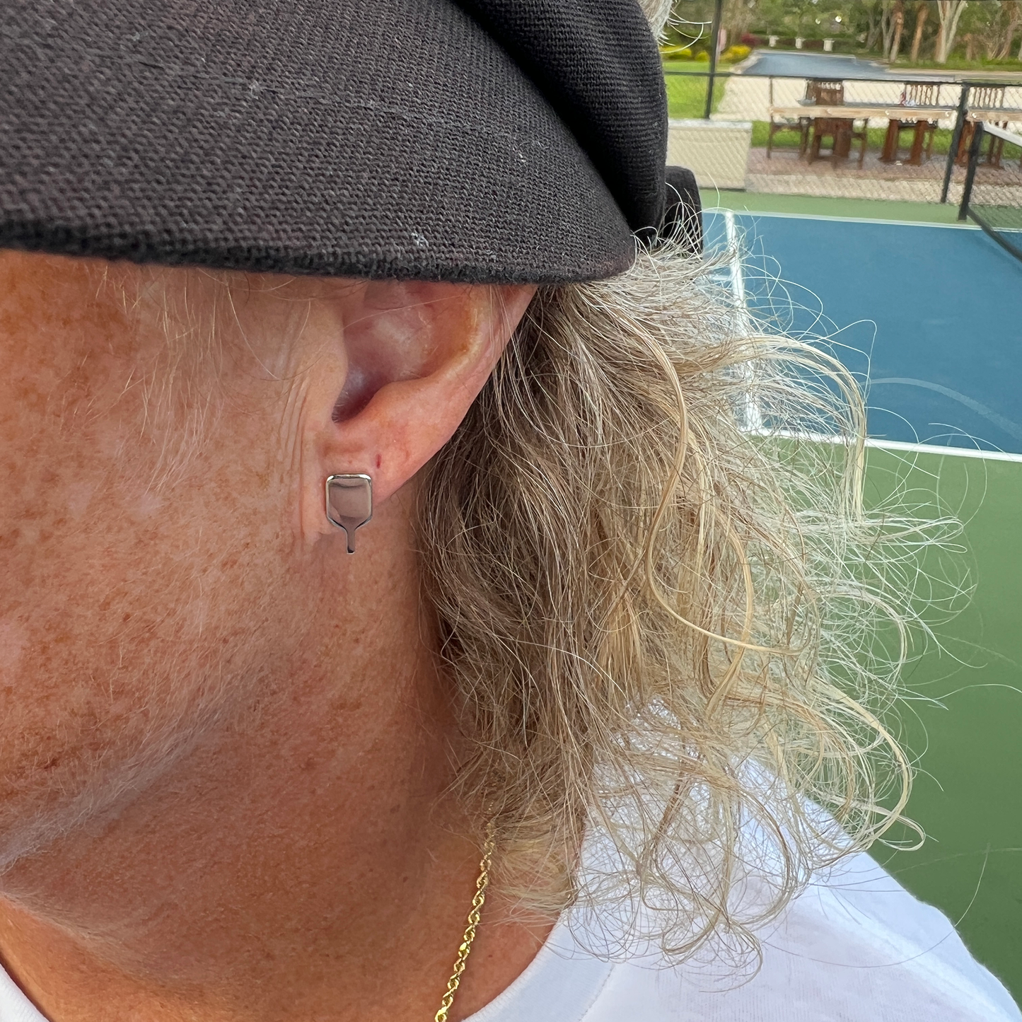 Pickleball Paddle Earrings - Silver