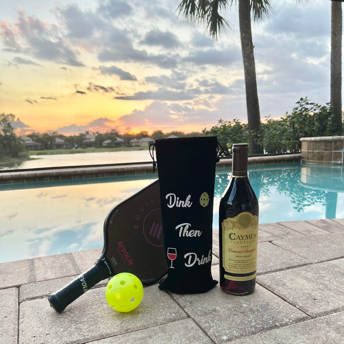 Pickleball Reusable Wine Bottle Gift Bag - Drink Then Dink