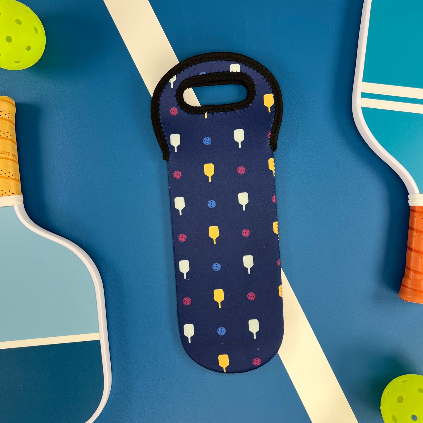 Pickleball Wine Bottle Tote - Navy