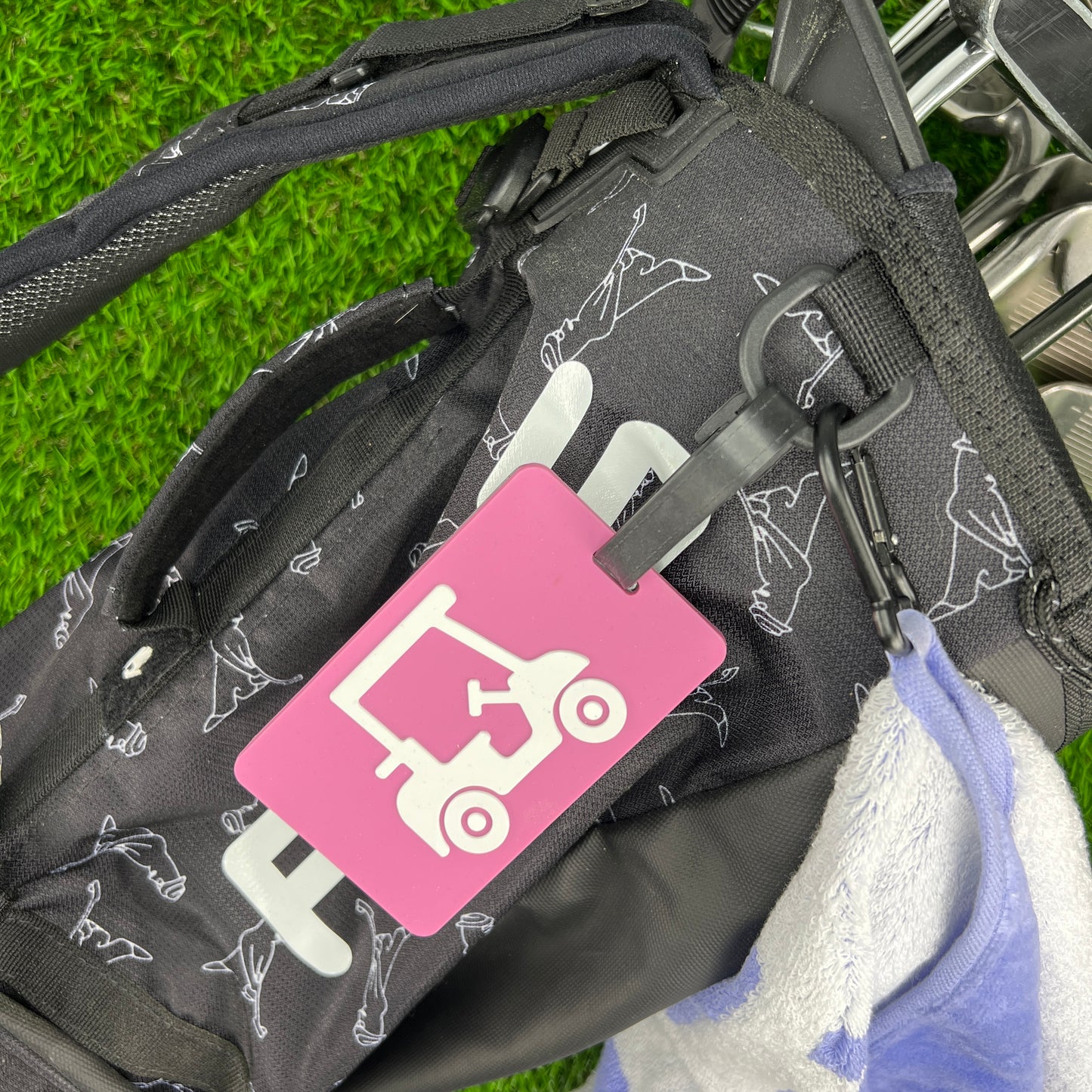 Golf Bag Tag - Magenta Golf Cart