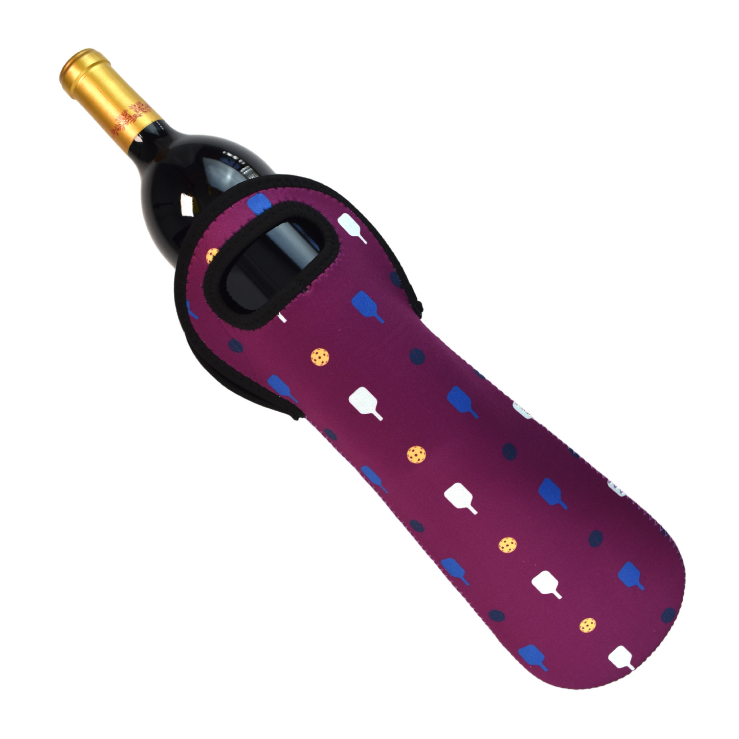 Pickleball Wine Bottle Tote - Plum