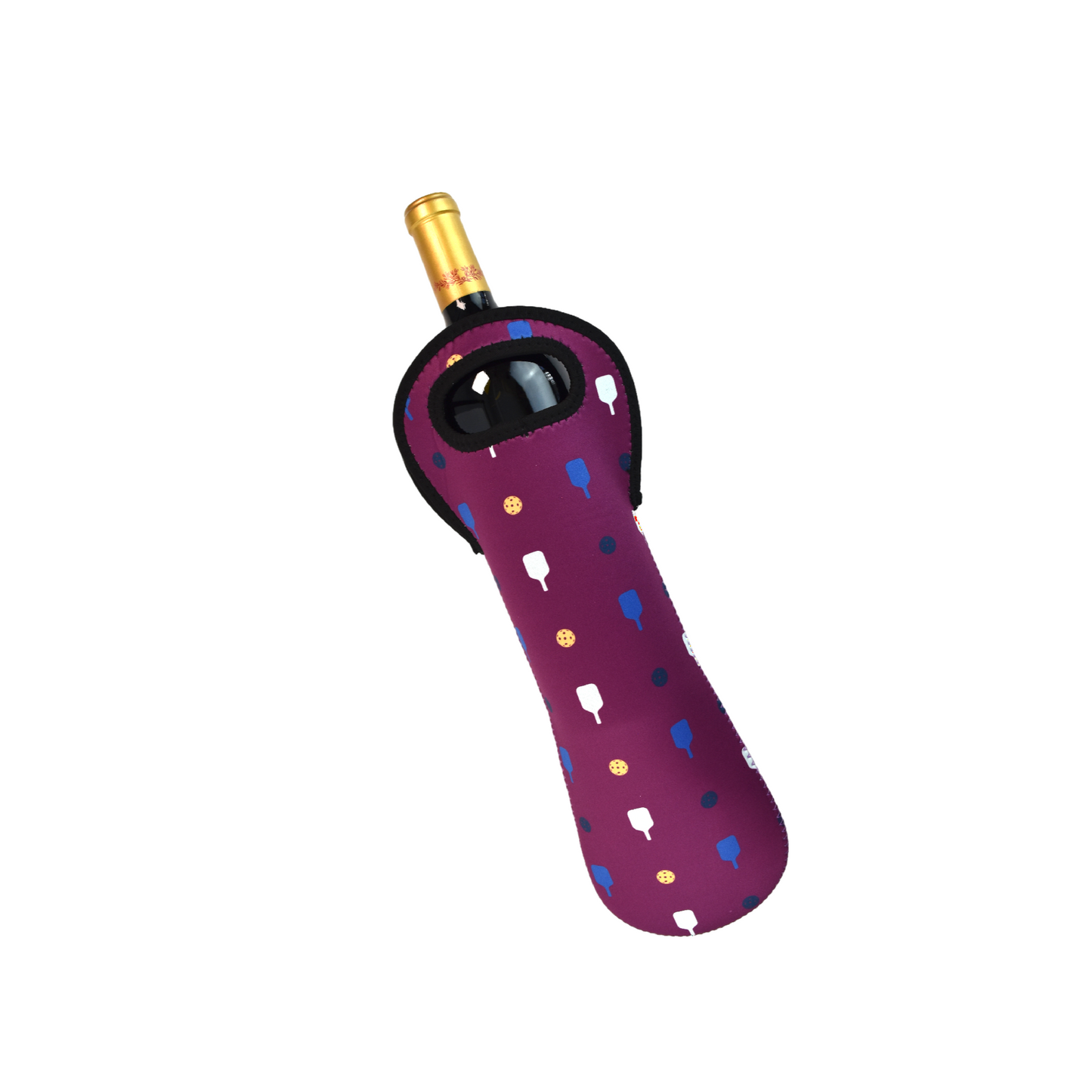 Pickleball Wine Bottle Tote - Plum