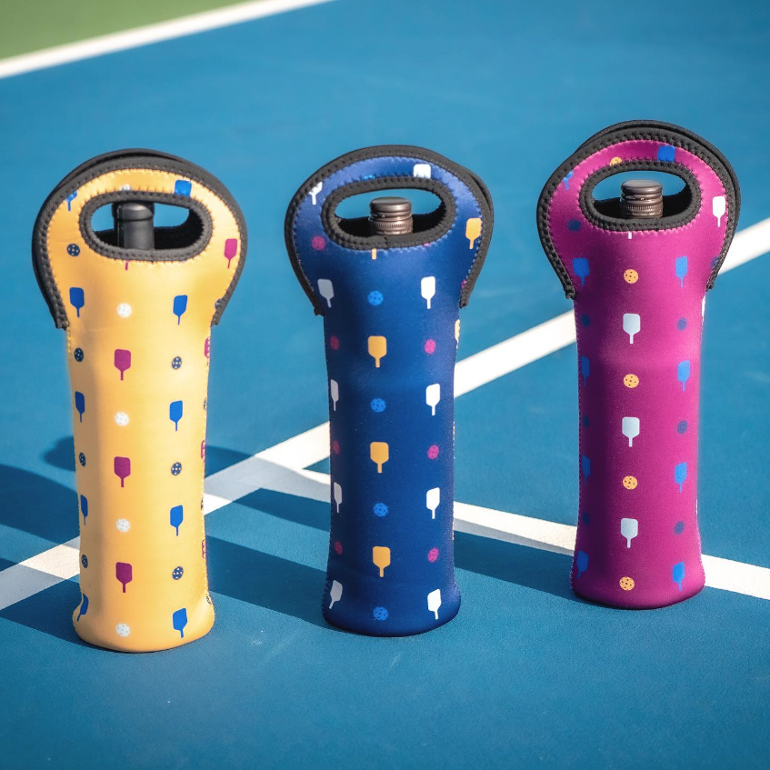 Pickleball Wine Bottle Tote - Navy