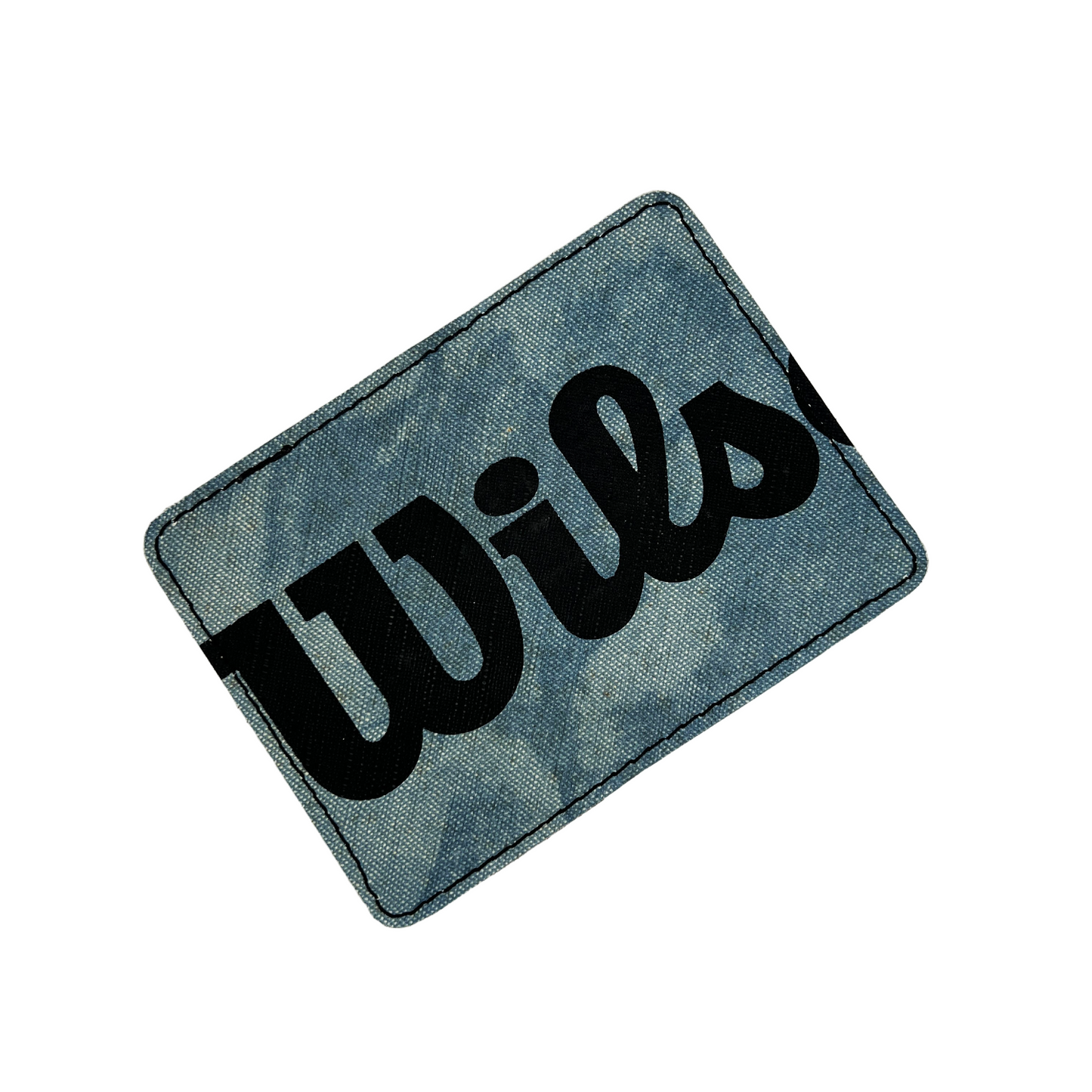 Vintage Upcycled Vertical Bi-Fold Wallet - W Denim Blue/Black/Black