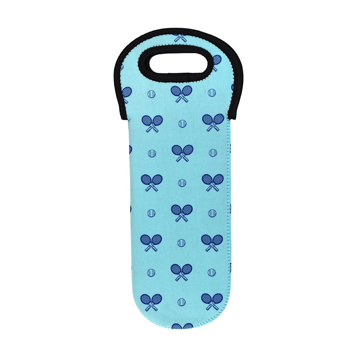 Tennis Wine Bottle Tote - Clear Skies Blue