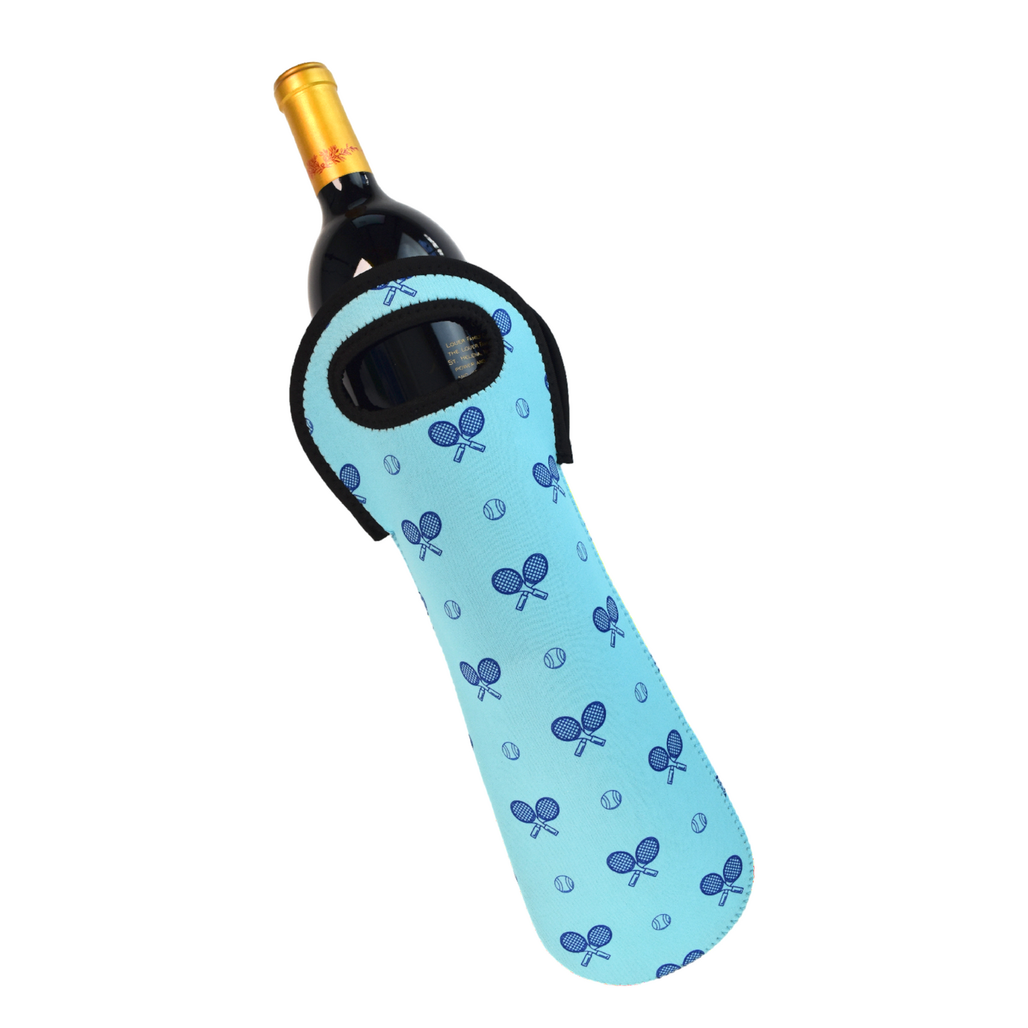 Tennis Wine Bottle Tote - Clear Skies Blue