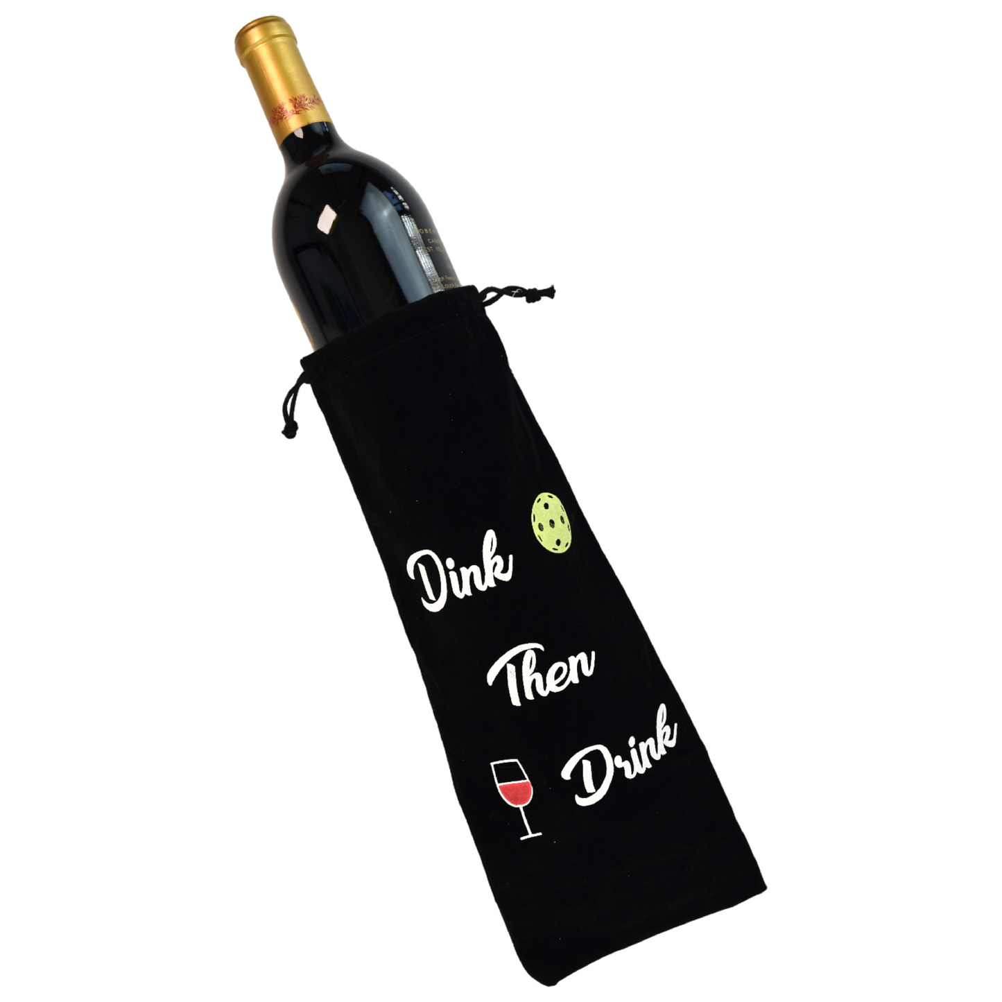Pickleball Reusable Wine Bottle Gift Bag - Drink Then Dink