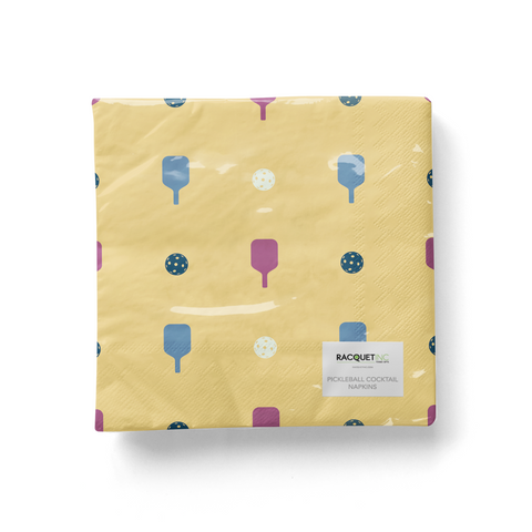 Pickleball Cocktail Napkins (20-Pack) - Yellow
