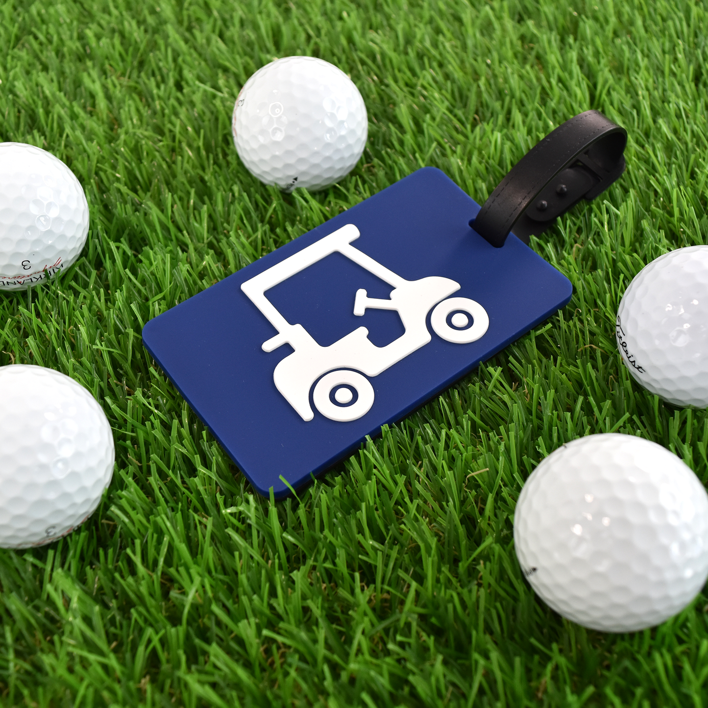 Golf Bag Tag - Navy Blue Golf Cart
