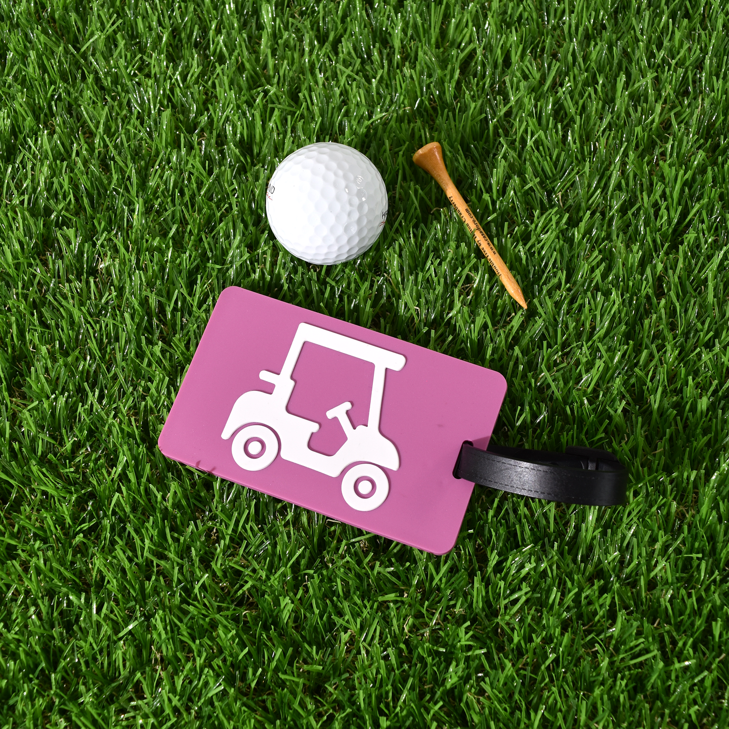 Golf Bag Tag - Magenta Golf Cart