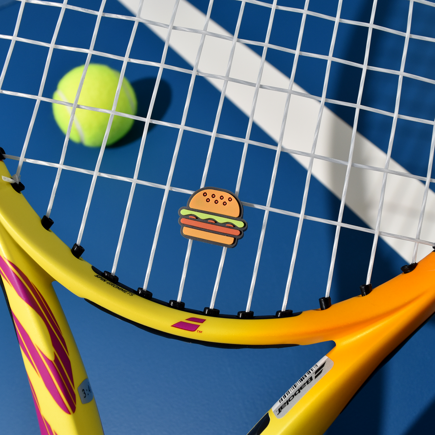 Delicious Dampeners - (2-Pack) Hamburger - Food Tennis Vibration Dampener