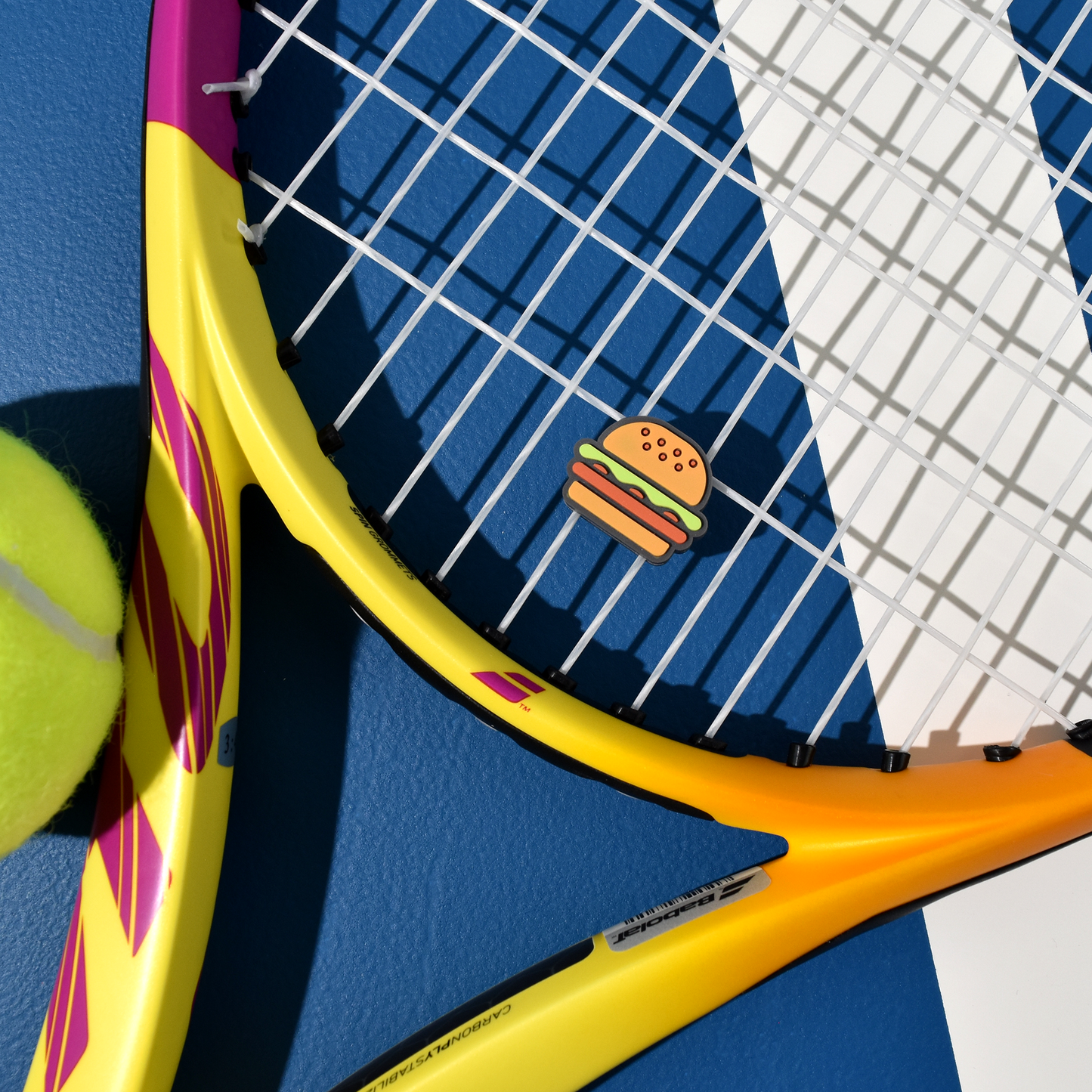 Delicious Dampeners - (2-Pack) Hamburger - Food Tennis Vibration Dampener