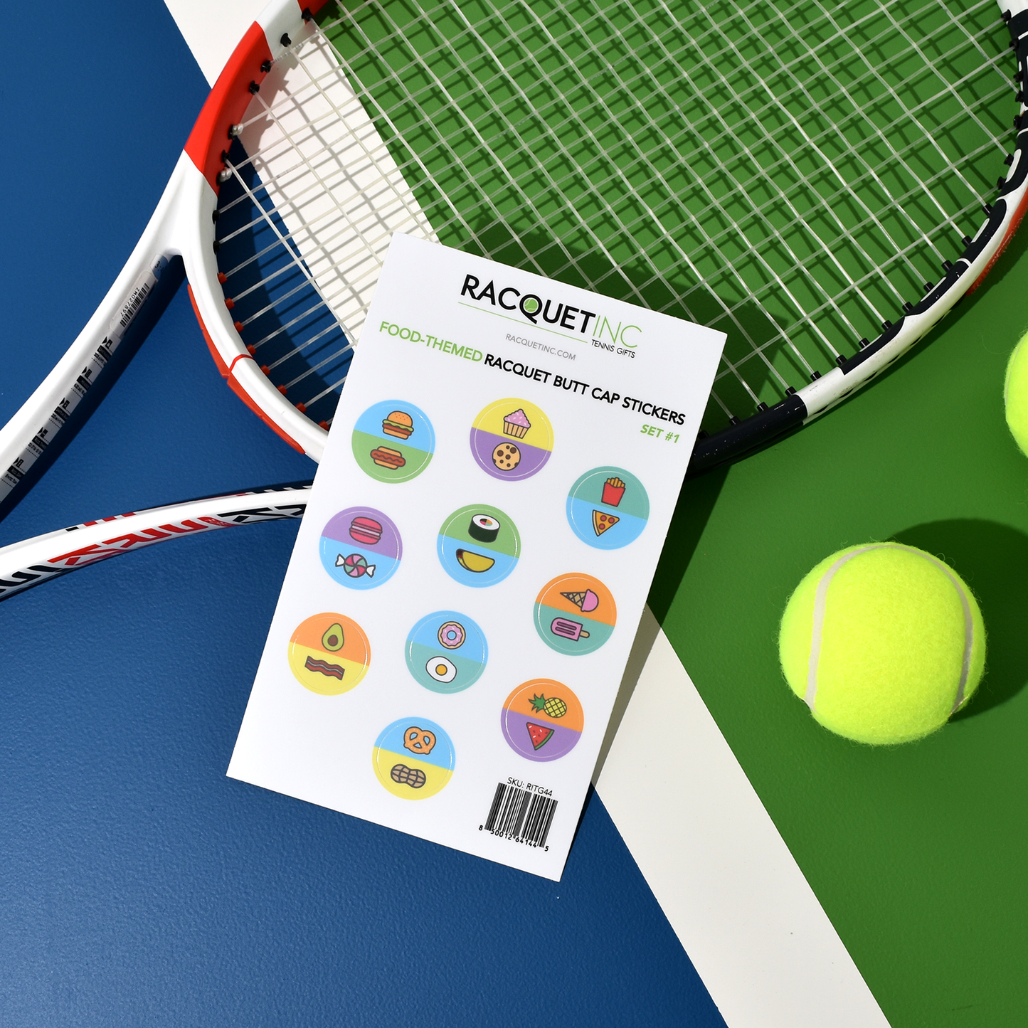 Food-Themed Racquet Butt Cap Stickers (10-Pack) Set #1