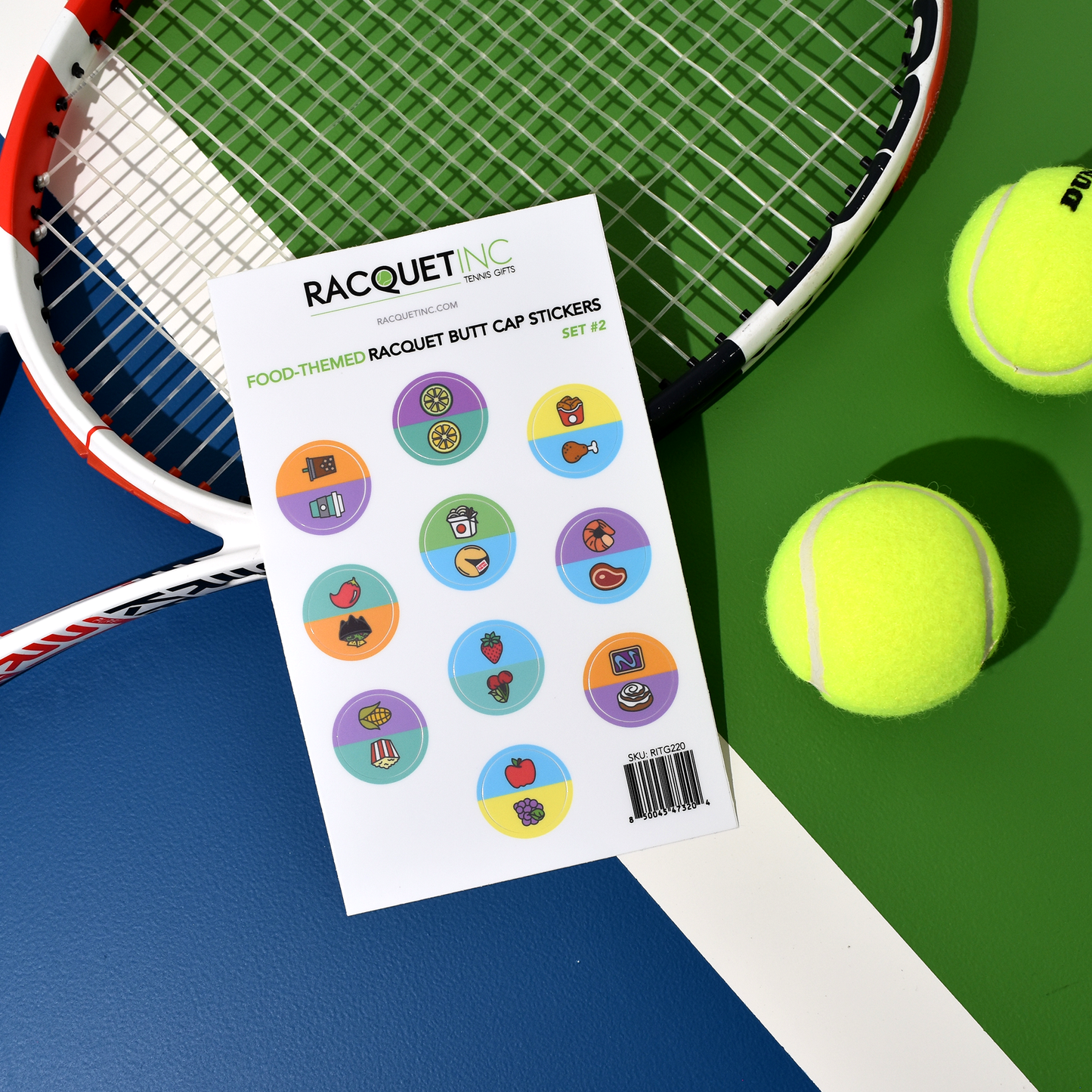 Food-Themed Racquet Butt Cap Stickers (10-Pack) Set #2