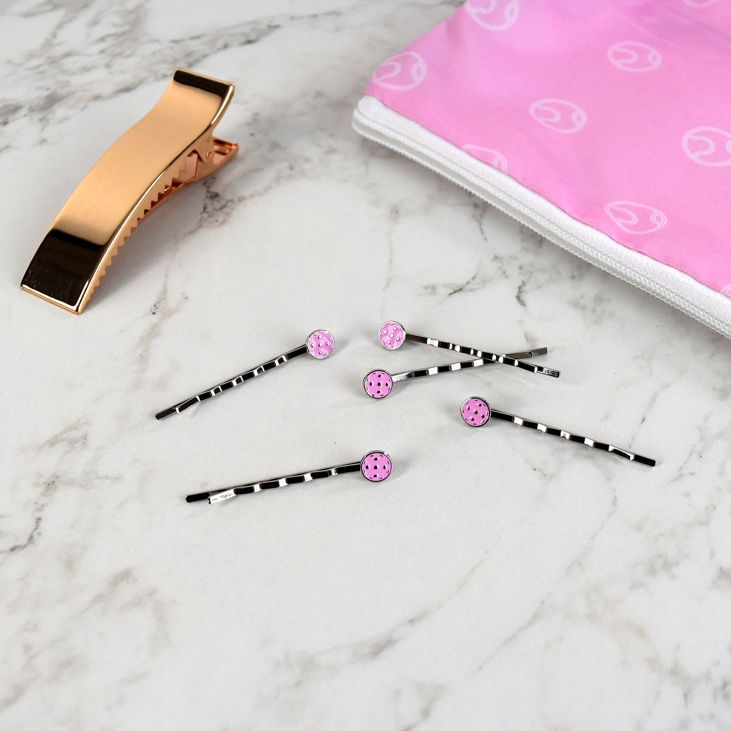 Pickleball Hair Pins (5-Pack) - Pink