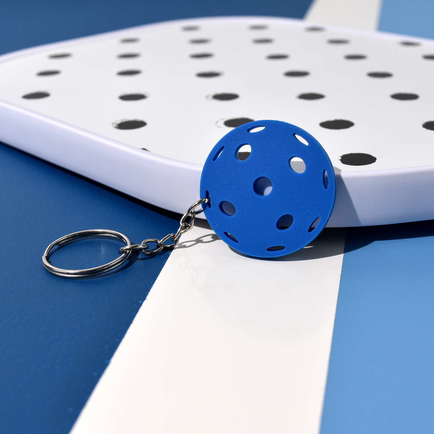 Flat Pickleball Keychain - Blue