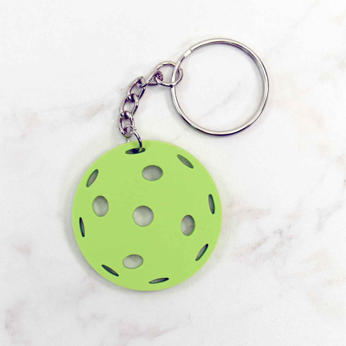 Flat Pickleball Keychain - Green