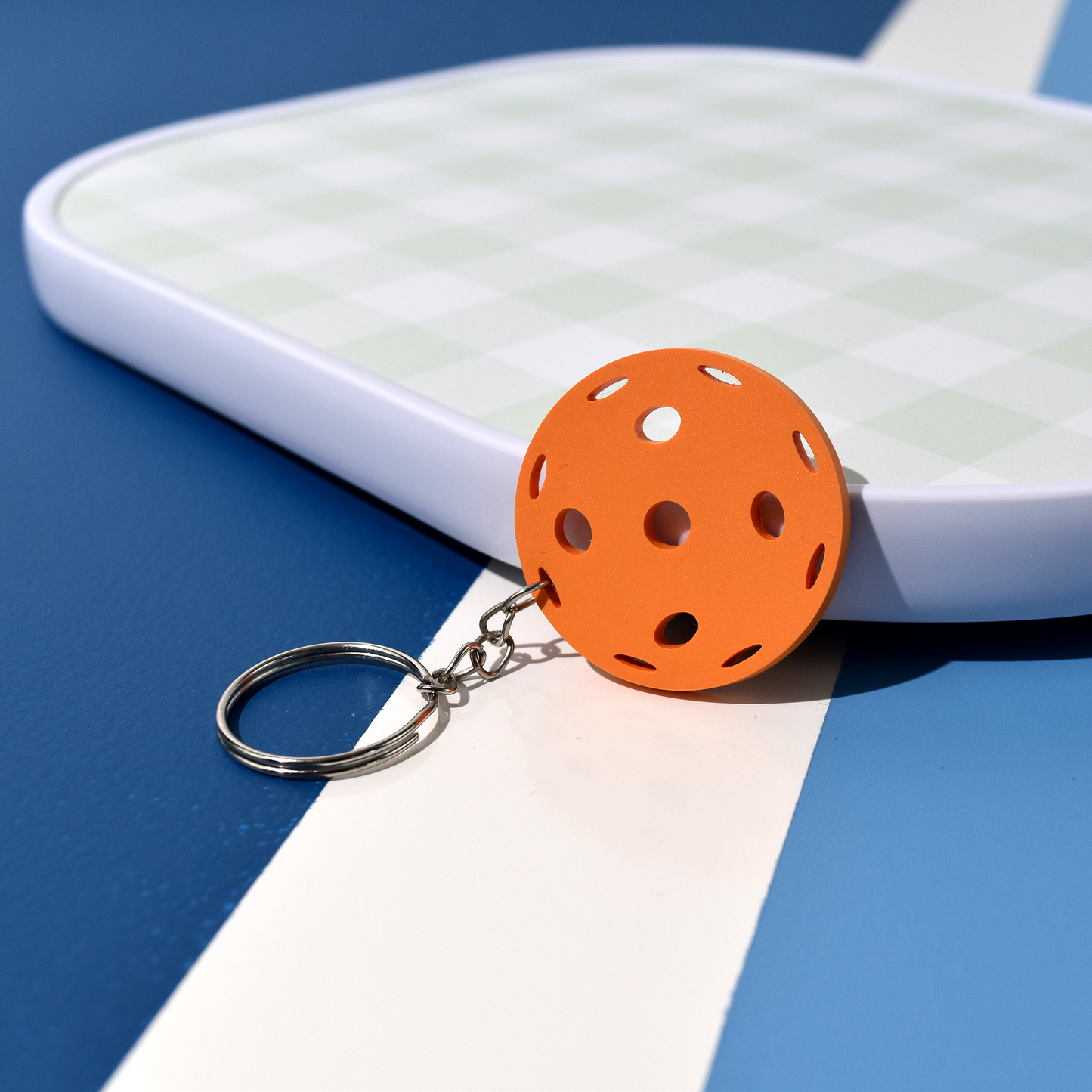 Flat Pickleball Keychain - Orange