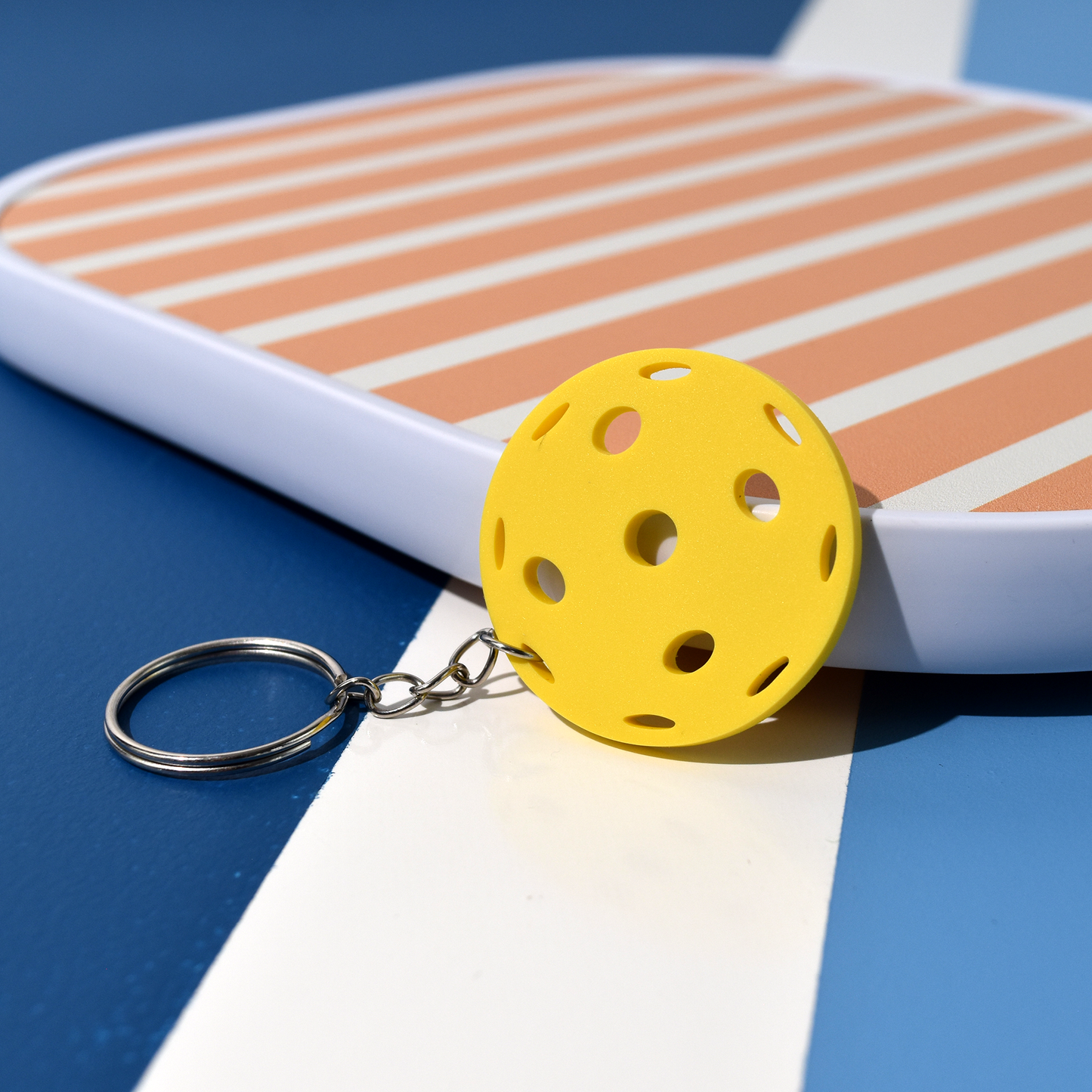 Flat Pickleball Keychain - Yellow
