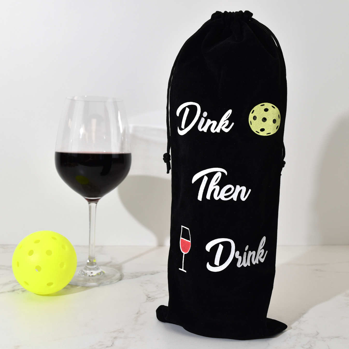 Pickleball Reusable Wine Bottle Gift Bag - Drink Then Dink