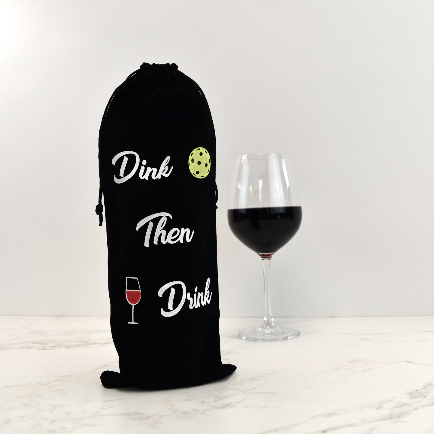 Pickleball Reusable Wine Bottle Gift Bag - Drink Then Dink