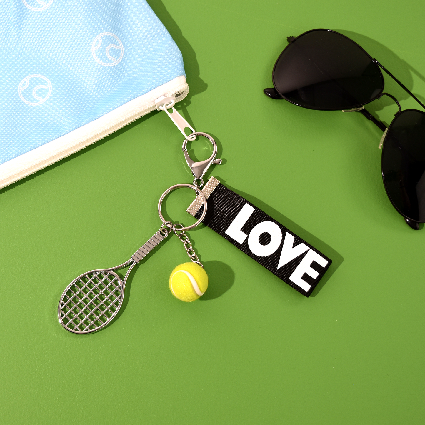 Tennis Racquet Keychain - Green
