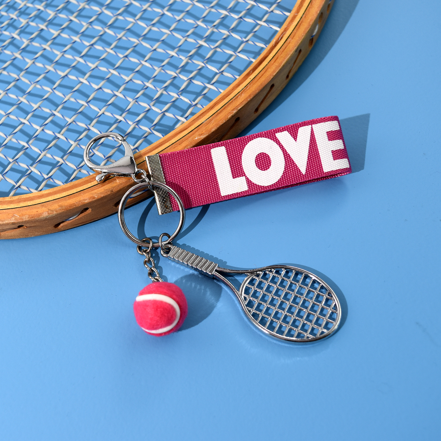 Tennis Racquet Keychain - Pink