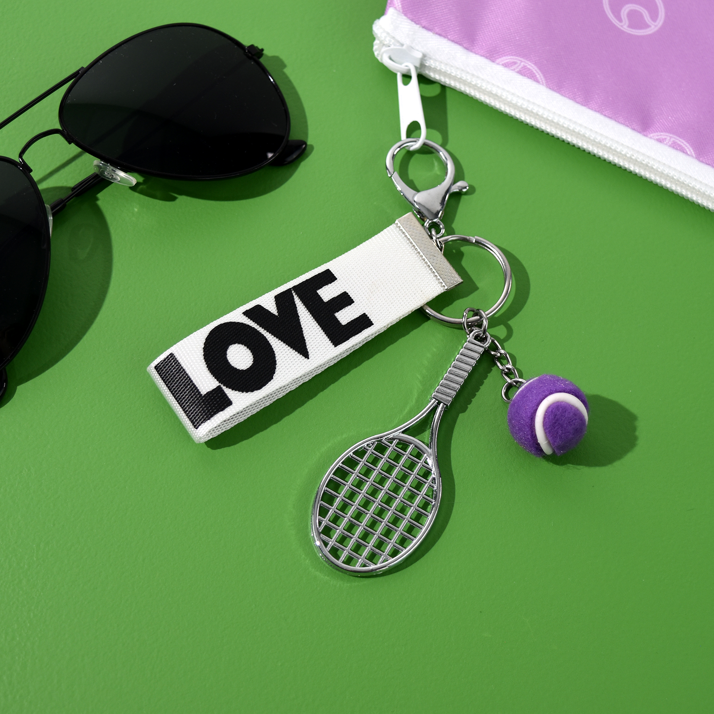 Tennis Racquet Keychain - Purple