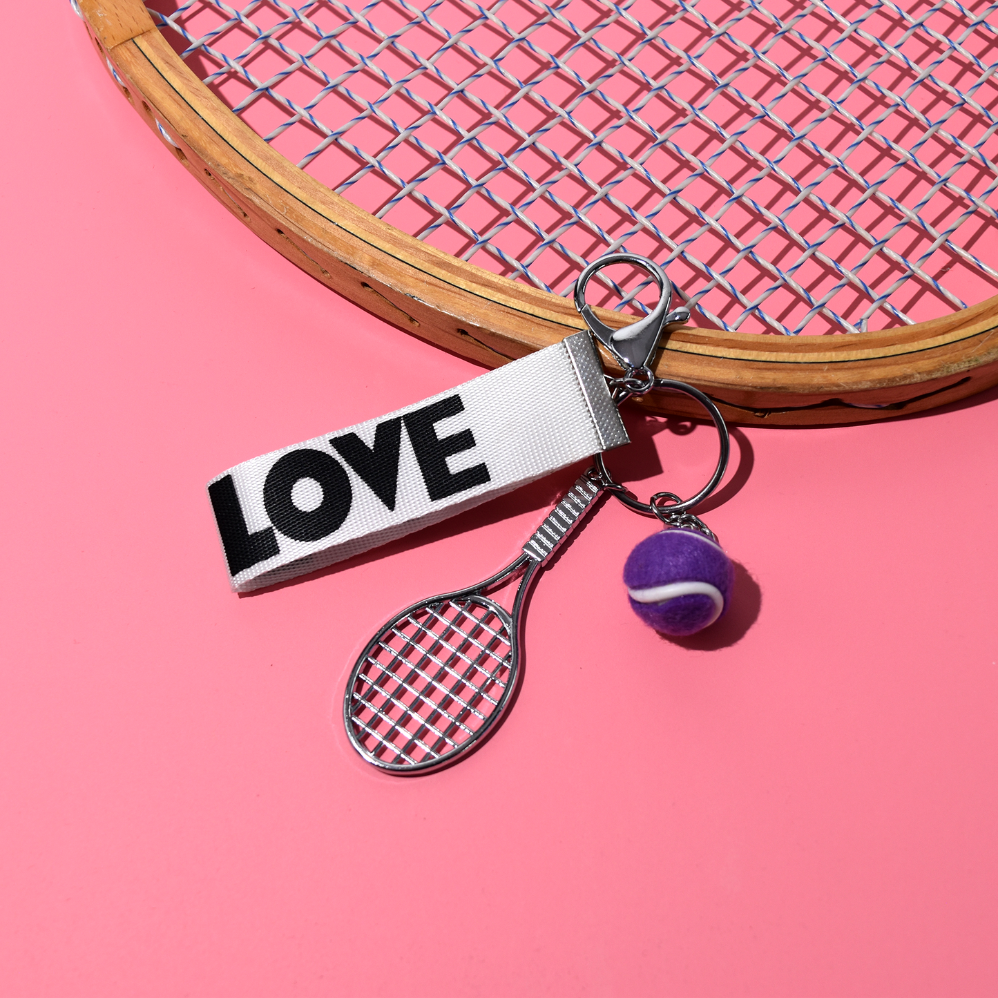 Tennis Racquet Keychain - Purple