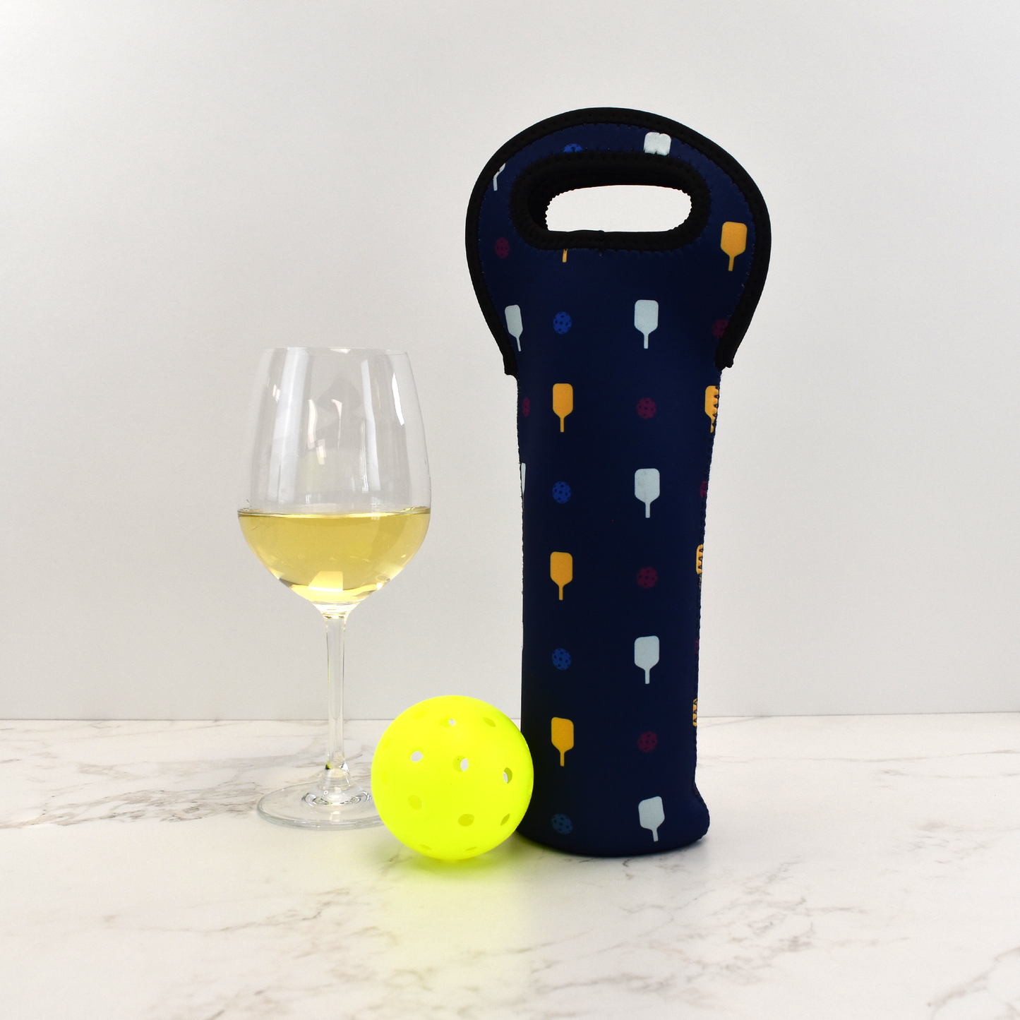 Pickleball Wine Bottle Tote - Navy