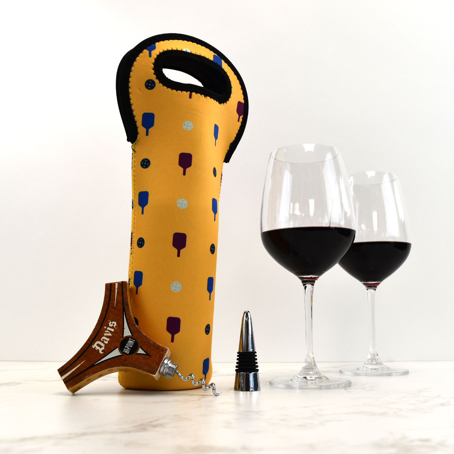 Pickleball Wine Bottle Tote - Yellow