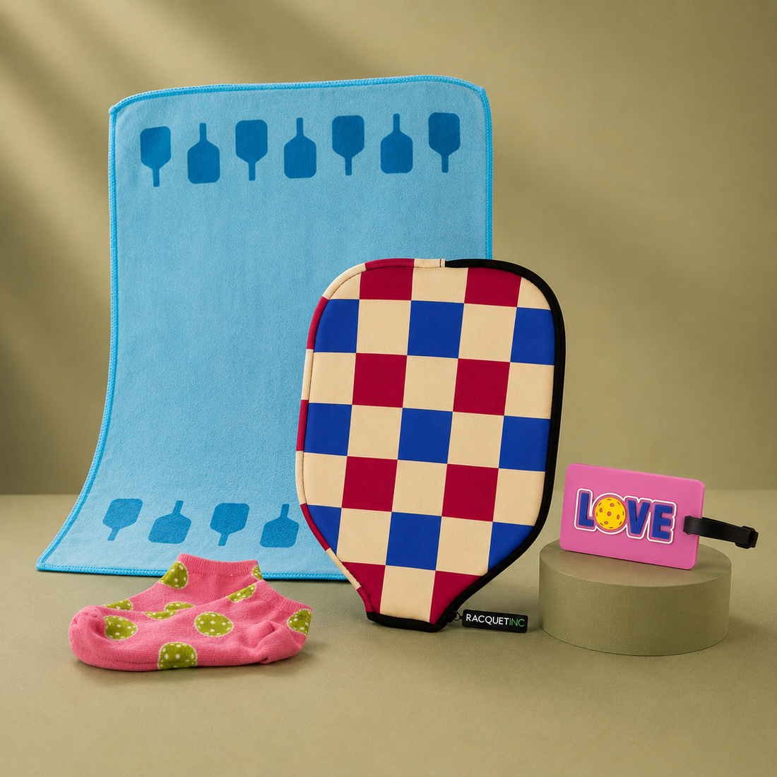 Pickleball bachelorette party favors — the Pickleball Lover's Gift Set in Pink and Teal, perfect for matching bridesmaid gifts