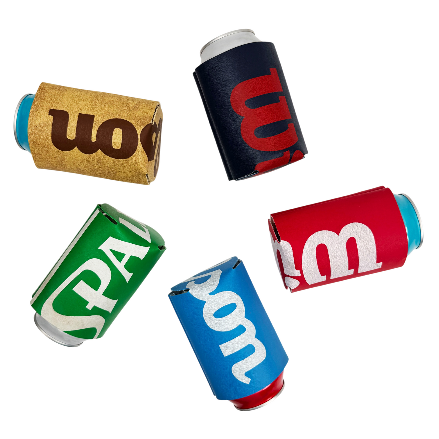 Antique tennis racquet head cover can sleeves — handmade tennis koozies upcycled from real vintage racquet covers
