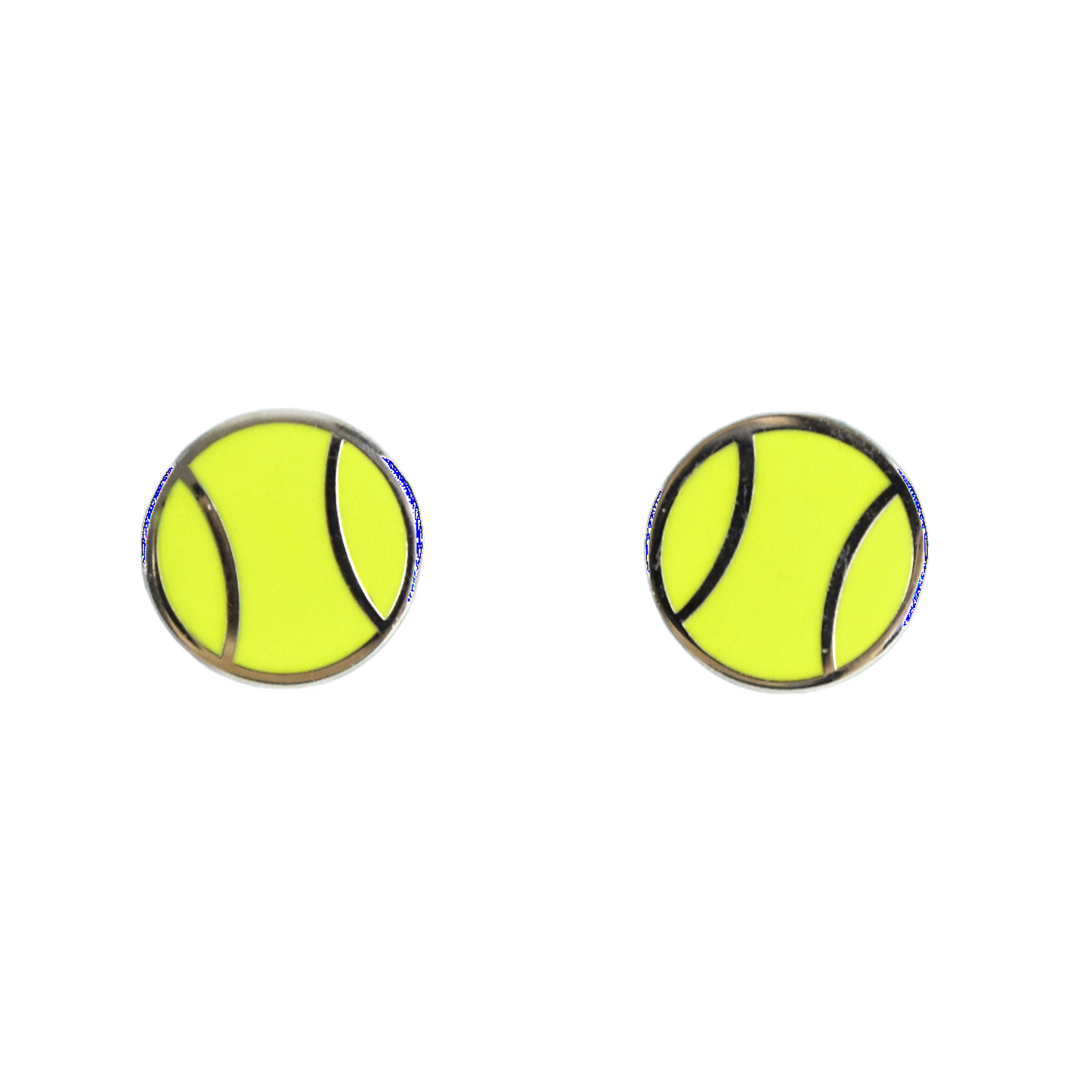 Flat Tennis Ball Earrings - Yellow