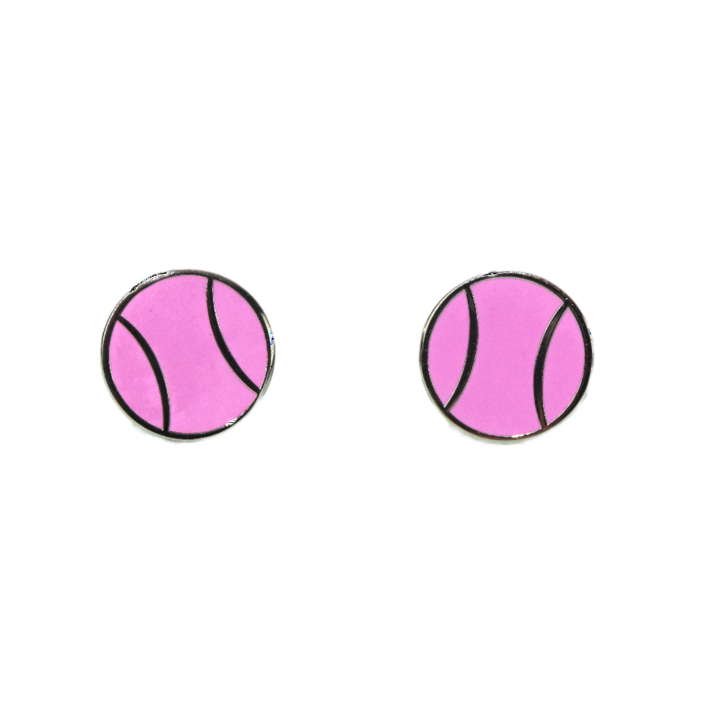 Flat Tennis Ball Earrings - Pink