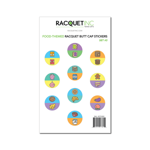 Food-Themed Racquet Butt Cap Stickers (10-Pack) Set #3