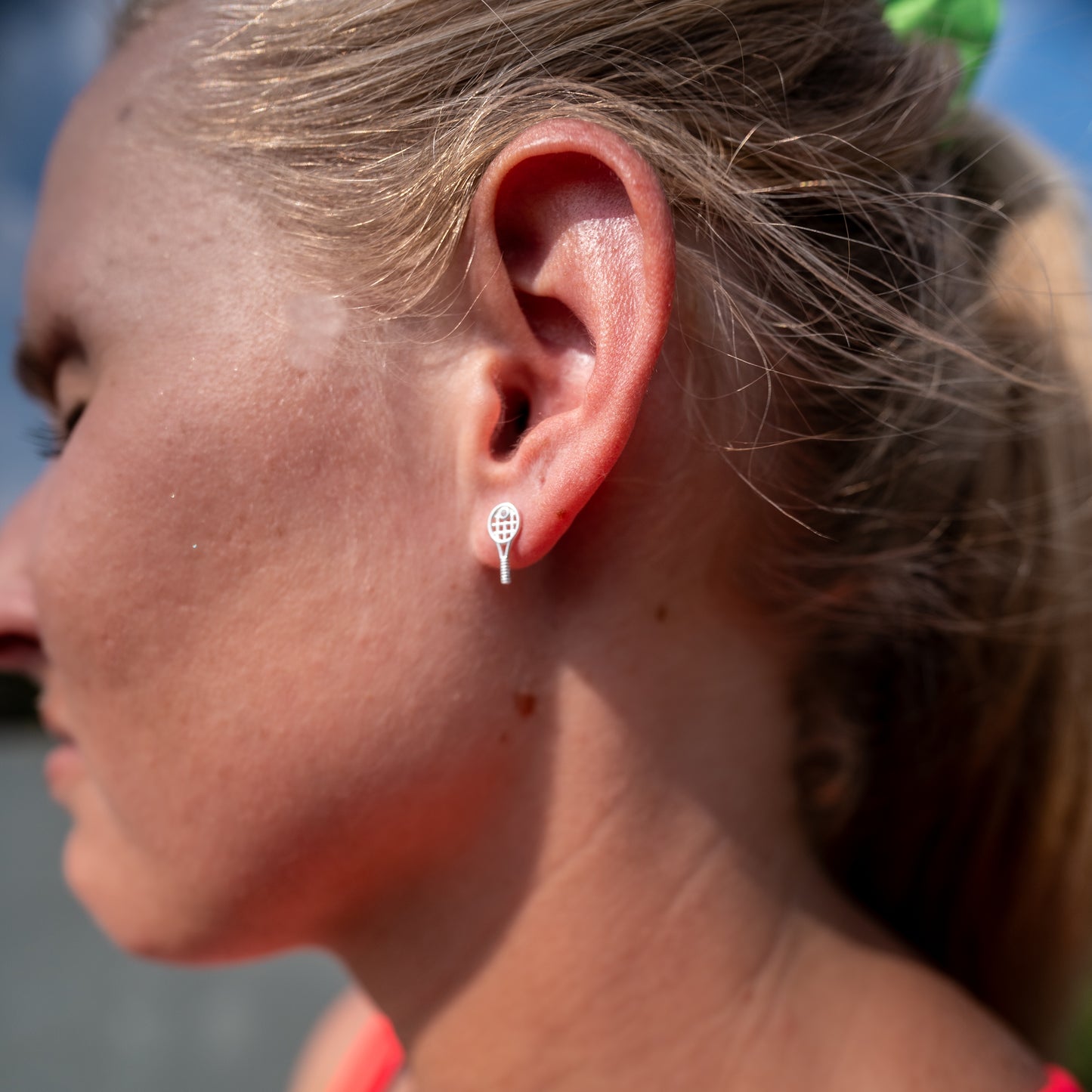 Tennis Racquet Earrings - Silver