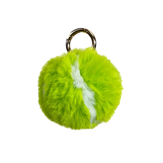 Furry Tennis Ball Keychain - Green