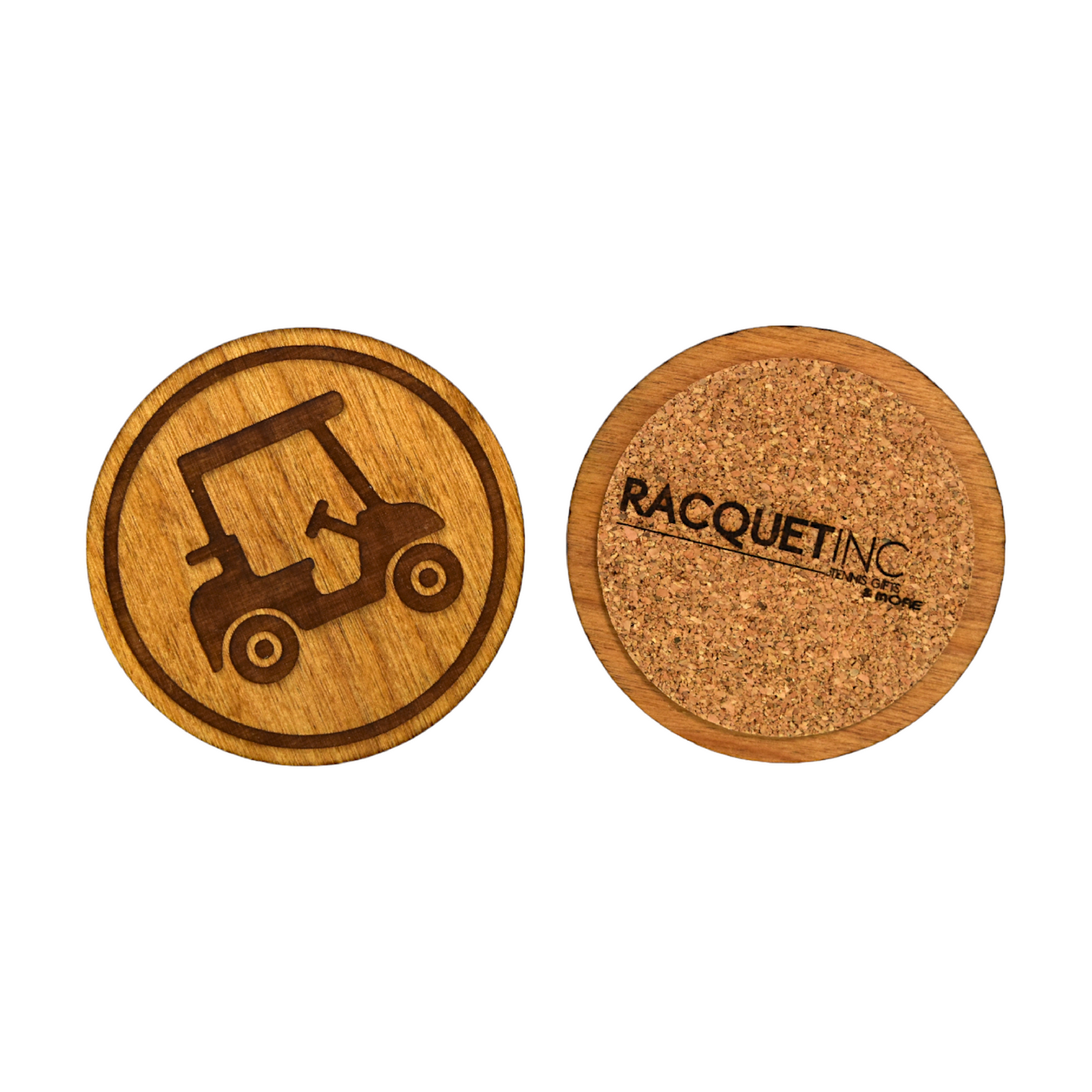 Premium Wood Drink Coasters (6-Pack) - Golf Cart